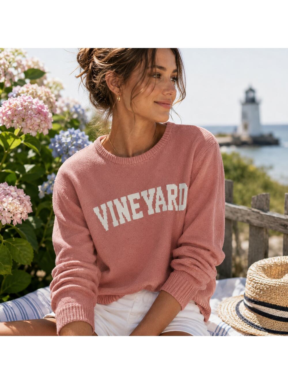 Thoughtful Design Group SZ XS 100% Cotton Rose Pink Martha's Vineyard Sweater